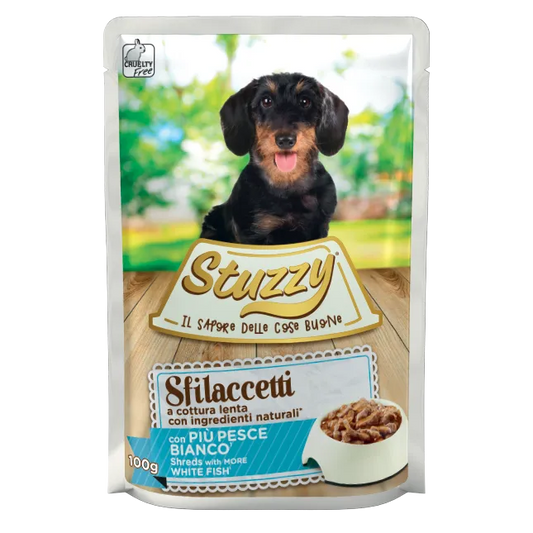 Stuzzy Sfilaccetti Con Pesce Bianco 100 G