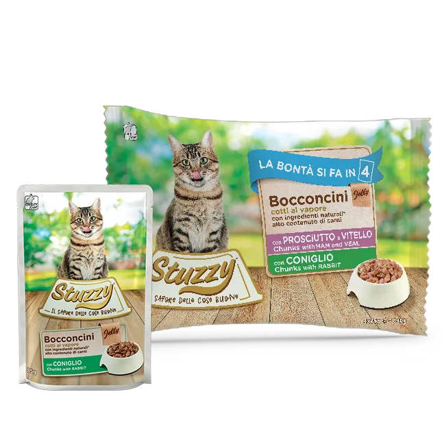 Stuzzy Multipack Bocconcini In Gelatina Con Prosciutto E Vitello Con Coniglio 4x85 g