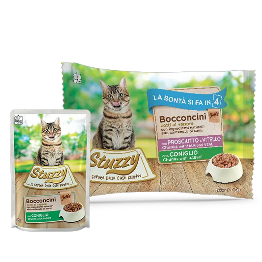 Stuzzy Multipack Bocconcini In Gelatina Con Prosciutto E Vitello Con Coniglio 4x85 g