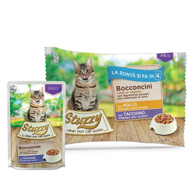 Stuzzy Multipack Bocconcini Per Gatti Sterilizzati Con Pollo E Tacchino 4x85 g